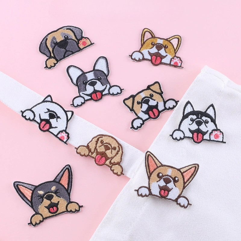 Peeking Dog Embroidered Patches – Pick Your Breed! Self-Adhesive Stick-On Appliques, 9 Styles