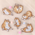 6 Styles Chonky Orange Cat Embroidered Patches – Iron-On Appliques, Pick Your Lazy Pose!