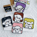 Set of 5 Square Self-Adhesive Stick-On Appliques, Fluffy Maltese Dog - Kawaii Puppy Embroidered Patches
