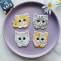 Set of 4 Self-Adhesive Stick-On Appliques , Lifelike Kitten Portraits - Realistic Cat Face Embroidered Patches