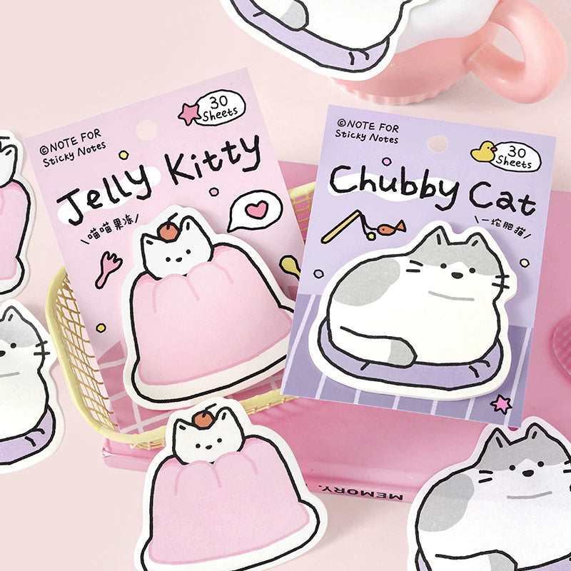 Cute Cat & Dog Die-Cut Sticky Notes | Relax Series Vol.3, 30 Sheets, 4 Styles