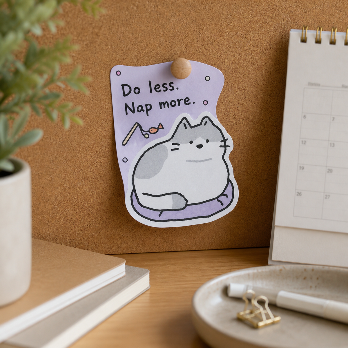 Cute Cat & Dog Die-Cut Sticky Notes | Relax Series Vol.3, 30 Sheets, 4 Styles