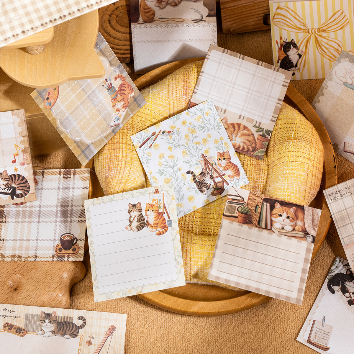 Cute Cat Illustrated Sticky Notes | 50 Mixed Designs, 4 Themes