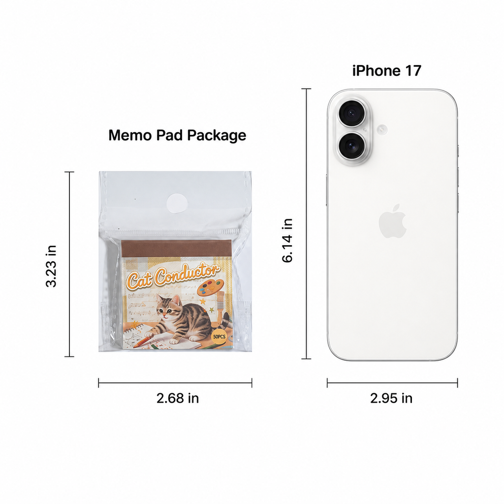 Cute Cat Illustrated Sticky Notes | 50 Mixed Designs, 4 Themes