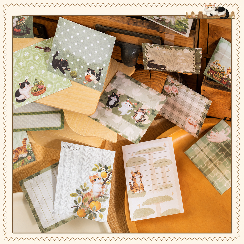 Cute Cat Illustrated Sticky Notes | 50 Mixed Designs, 4 Themes