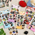 Chubby Black Cat Deco PET Stickers for Journaling & Toploaders - 4 Sheets (6 Themes)