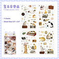 Watercolor Cat Deco Stickers Pack for Journaling -- 4 Sheets (6 Themes)