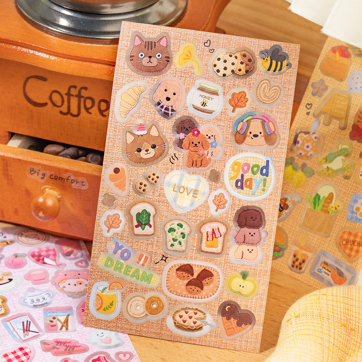Fuzzy Felt-Look Embroidered Sticker Book – 20 Sheets, 2 Palettes