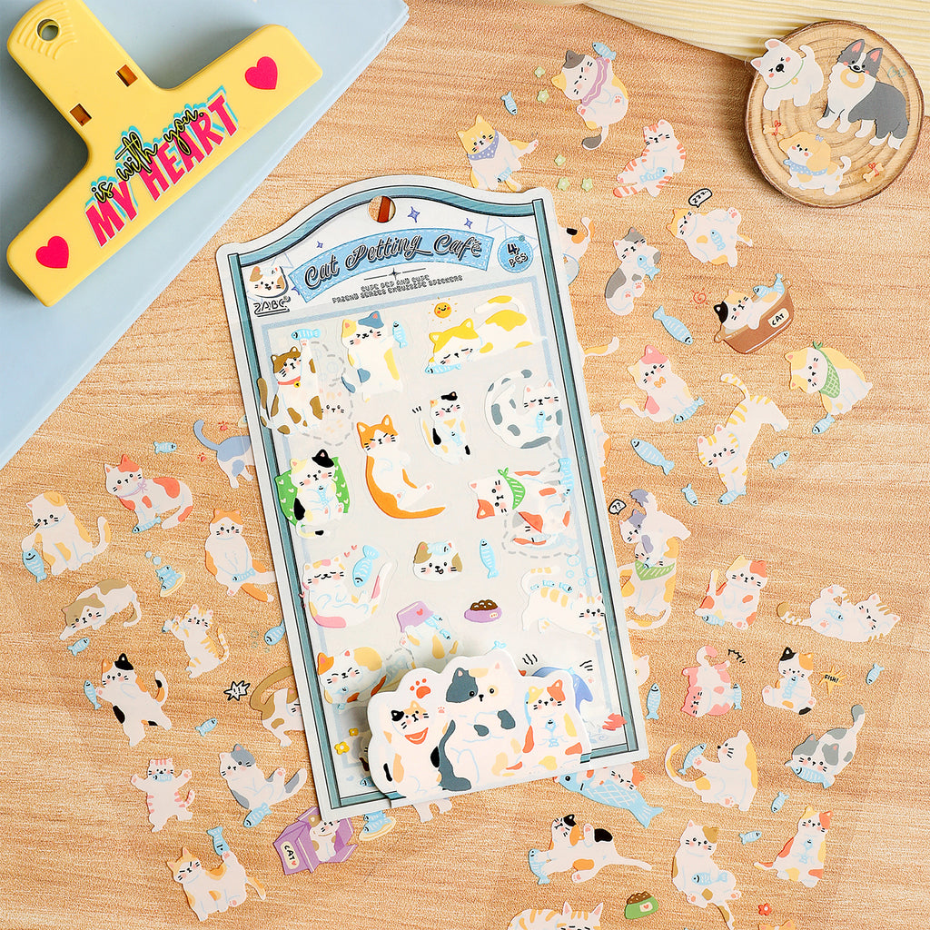 Cartoon Waterproof PET Deco Stickers Pack – 4 Sheets (6 Styles)