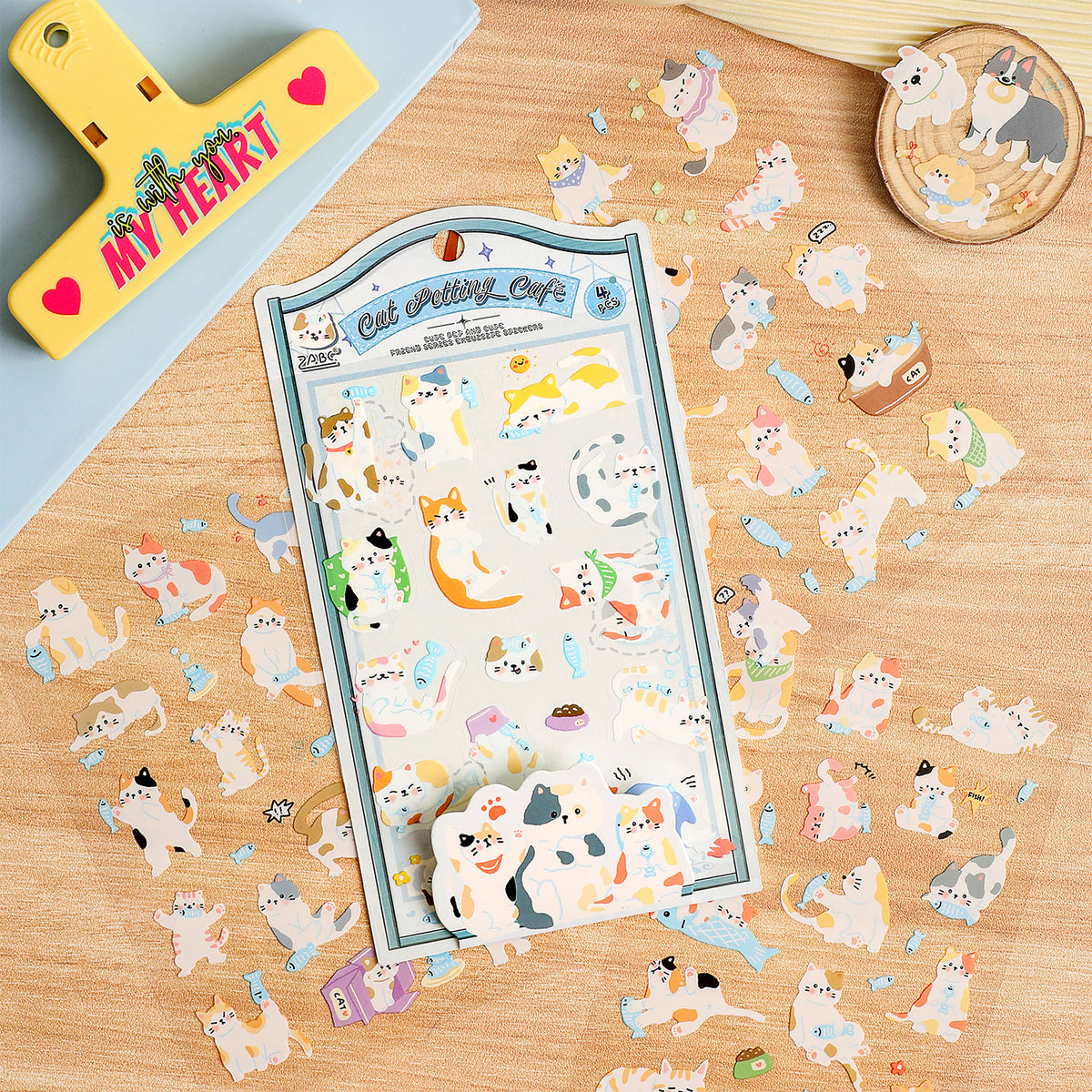Cartoon Waterproof PET Deco Stickers Pack – 4 Sheets (6 Styles)