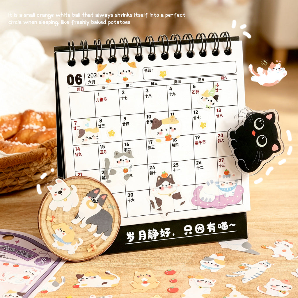 Cartoon Waterproof PET Deco Stickers Pack – 4 Sheets (6 Styles)