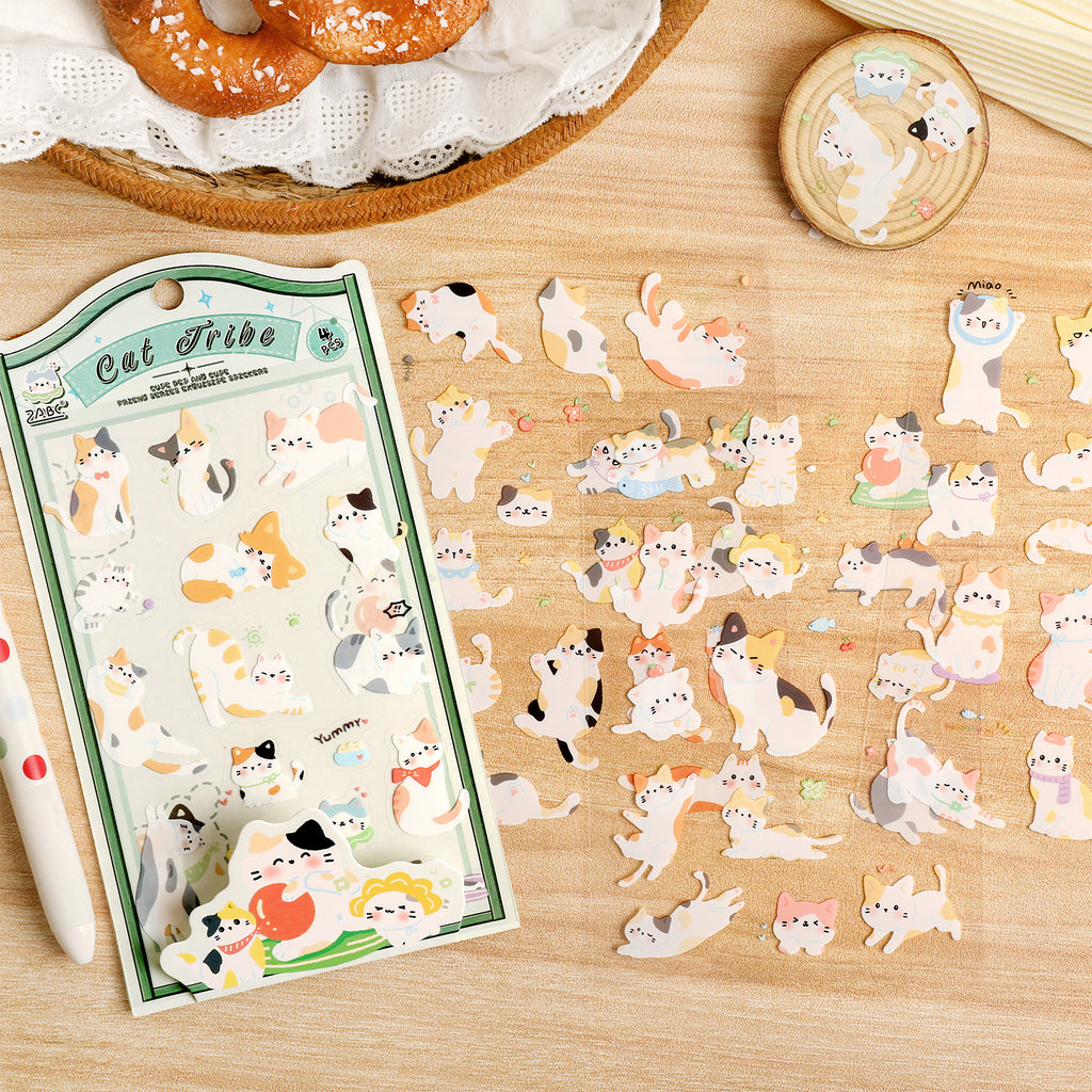 Cartoon Waterproof PET Deco Stickers Pack – 4 Sheets (6 Styles)