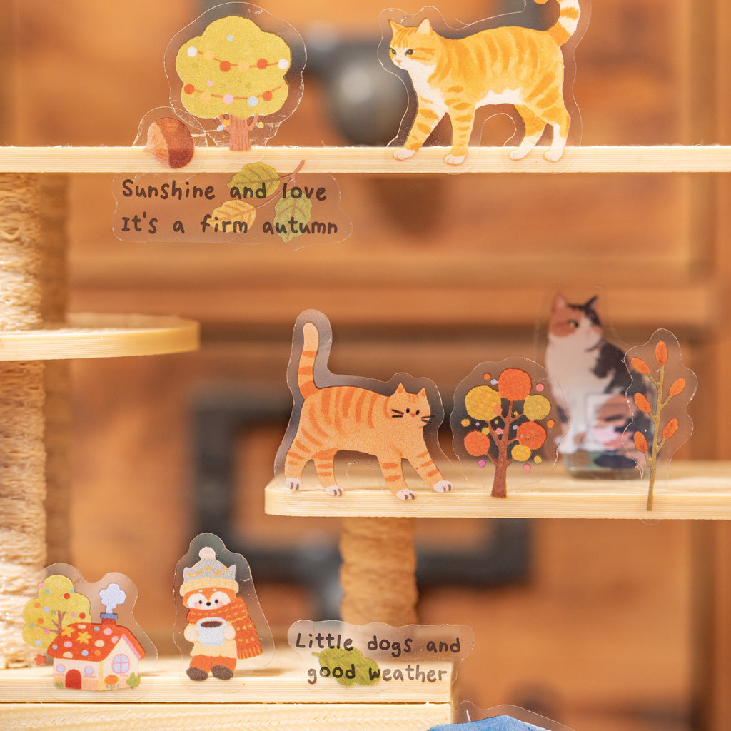 Watercolor Cat Journaling Sticker Collection with Handwritten Quotes – 20 Sheets(2 Palettes)