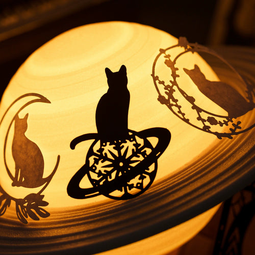 Little Black Cat's Wonderful Adventure Hollow-Out Card Pack | 4 Styles, Black Cardstock