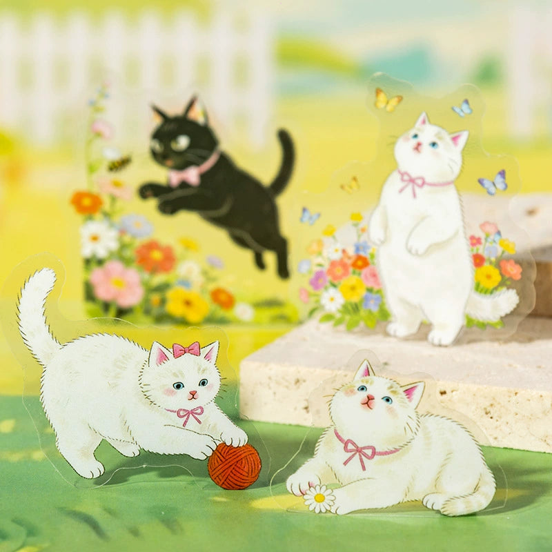 Adventures of a Cute Kitten Sticker Pack | 25 designs x 2 (50 stickers total), 4 Cat Colors, Home Life Theme