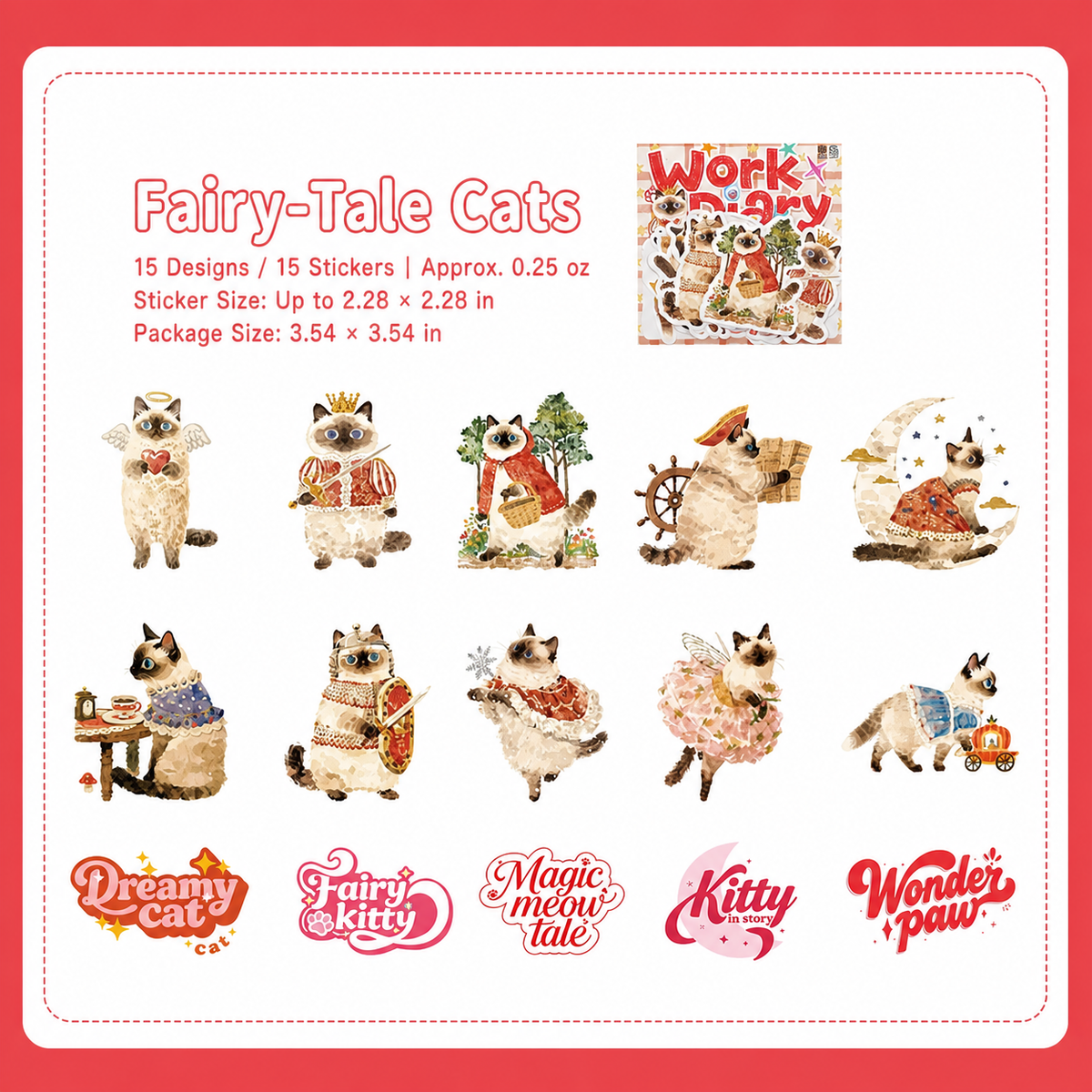 Cute Pet Work Diary Sticker Sheets | 15 designs per pack, 6 Styles, Washi Paper