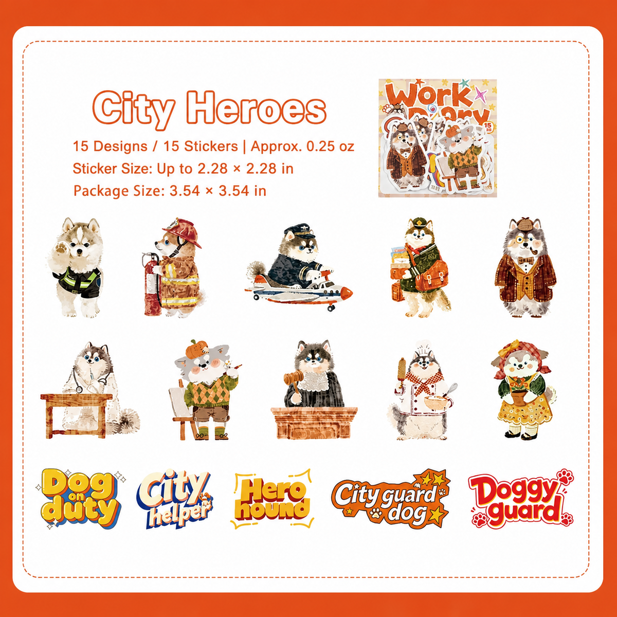 Cute Pet Work Diary Sticker Sheets | 15 designs per pack, 6 Styles, Washi Paper