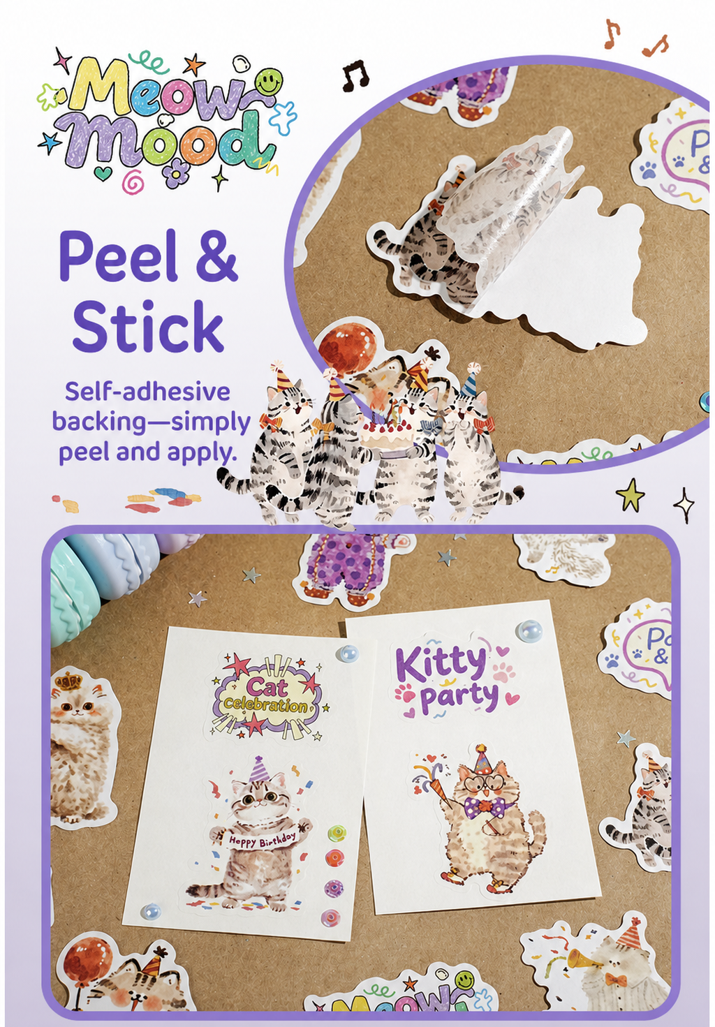 Cute Pet Work Diary Sticker Sheets | 15 designs per pack, 6 Styles, Washi Paper