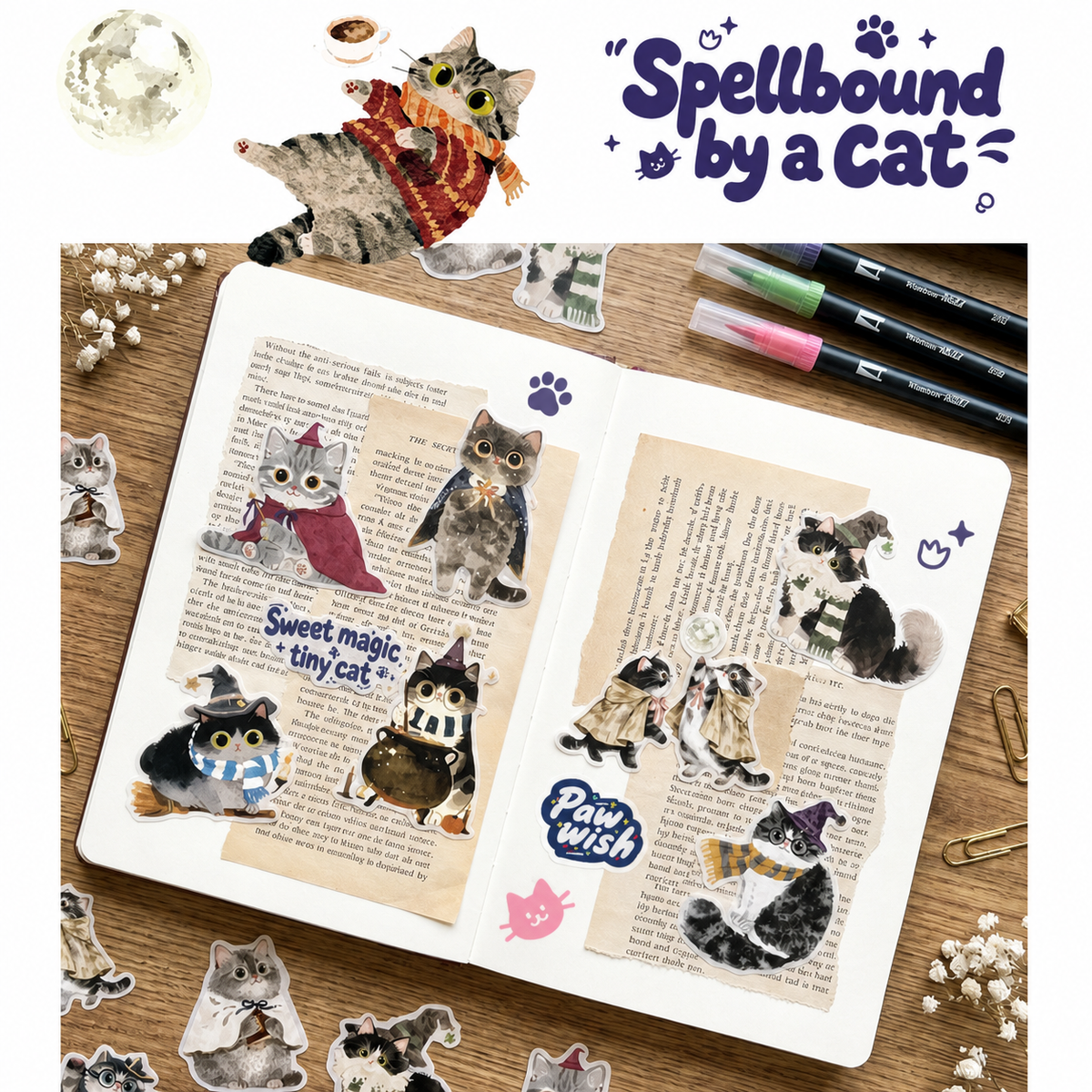 Cute Pet Work Diary Sticker Sheets | 15 designs per pack, 6 Styles, Washi Paper