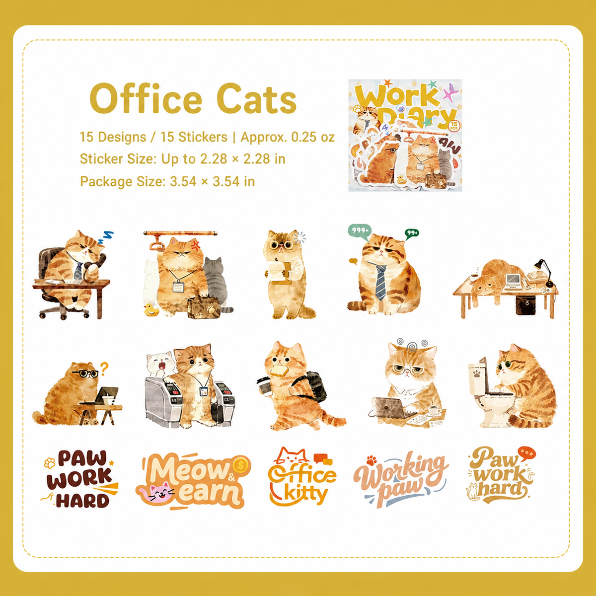 Cute Pet Work Diary Sticker Sheets | 15 designs per pack, 6 Styles, Washi Paper