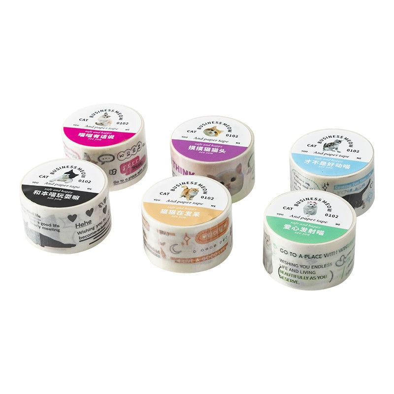 Today's Business Cat Photo Washi Tape |1 roll per pack, 6 Styles, Washi Paper