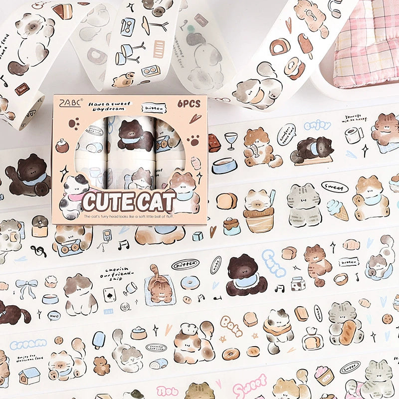 Good Meow Log Washi Tape Box Set | 6 Rolls, 2 Styles