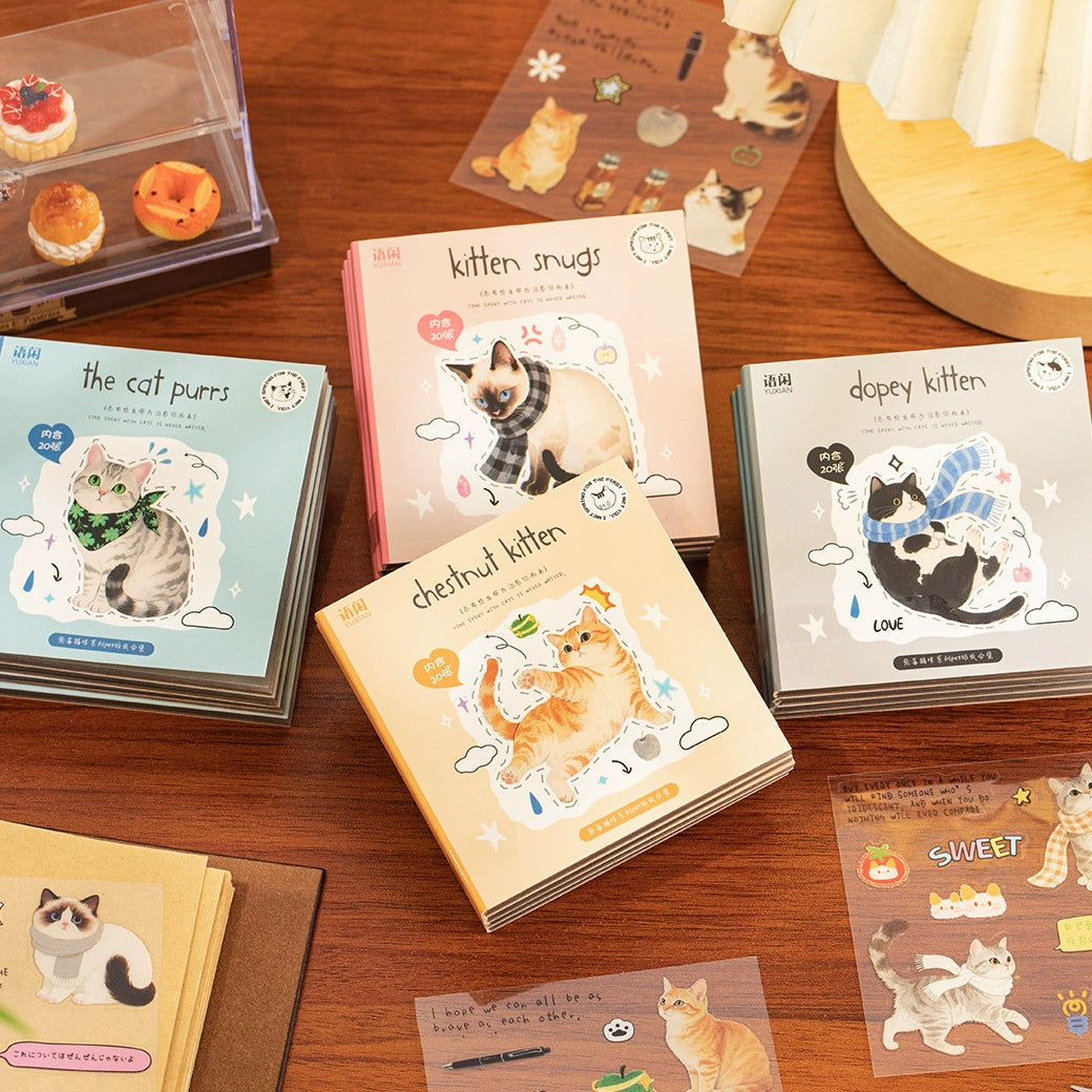 Corner Cats Sticker Sheet Set | 20 sheets per pack, 4 Styles, PET