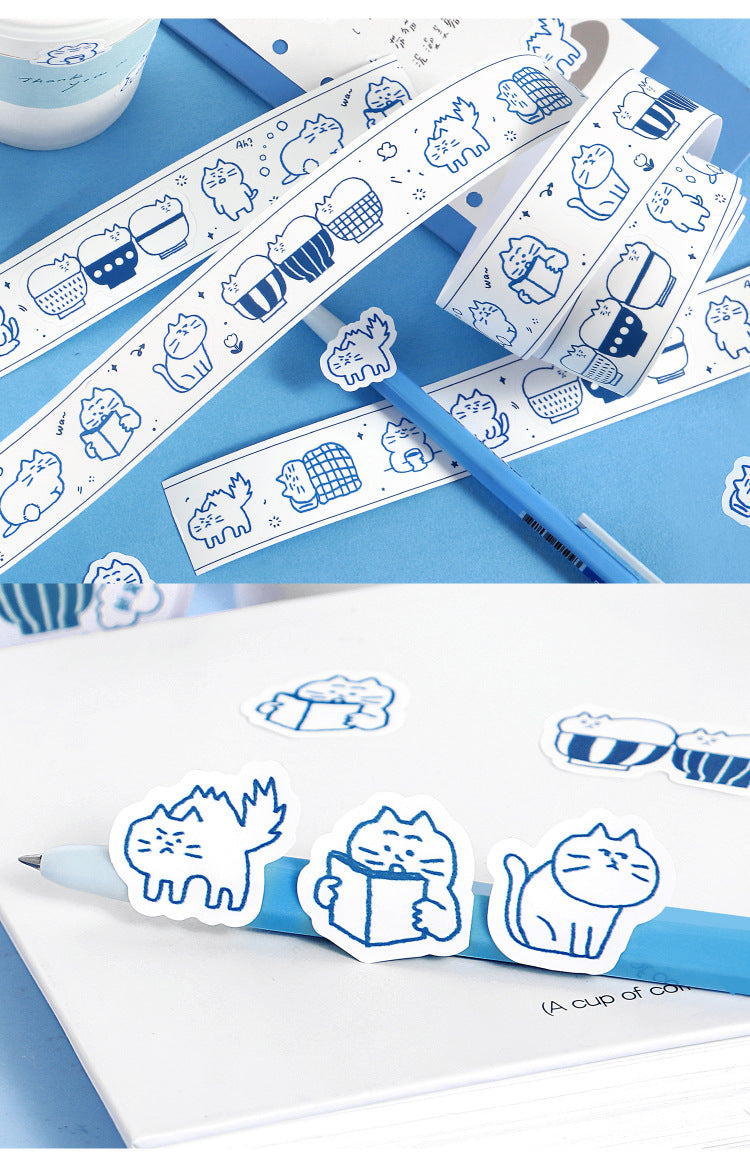 Die-Cut Illustrated Cat Washi Tape | 3 Styles, Synthetic Paper
