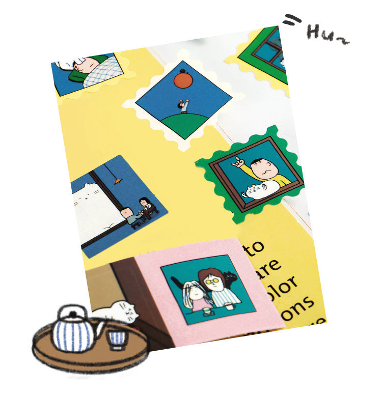 Die-Cut Illustrated Cat Washi Tape | 3 Styles, Synthetic Paper