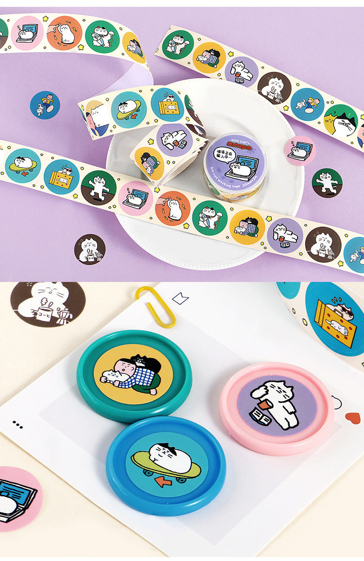 Die-Cut Illustrated Cat Washi Tape | 3 Styles, Synthetic Paper