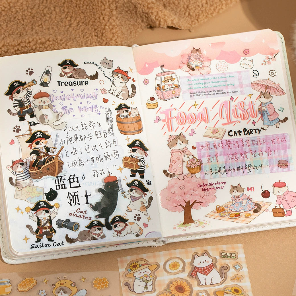 Furry Tails Cat Sticker Book | 2 Styles, 20 Sheets, PET