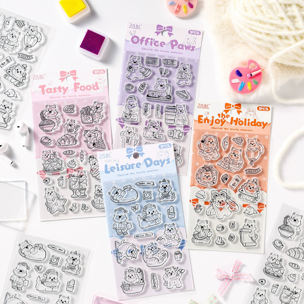 Stray Dog Clear Silicone Stamp Sheets | 4 Styles, with Free Acrylic Handle
