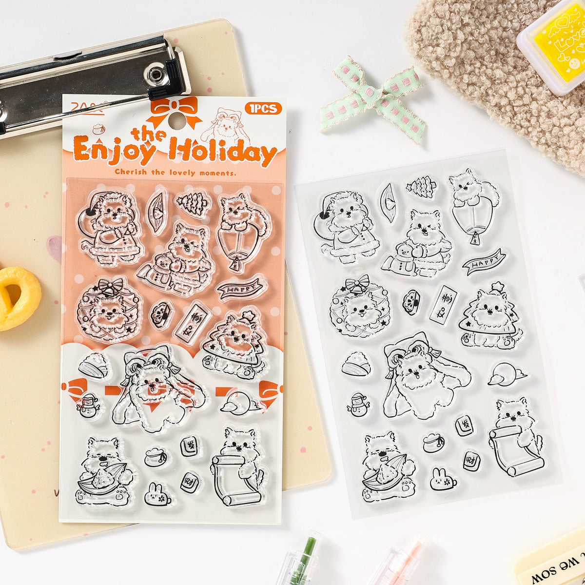 Stray Dog Clear Silicone Stamp Sheets | 4 Styles, with Free Acrylic Handle