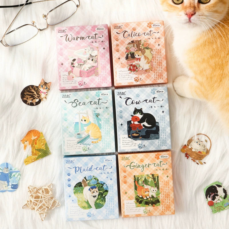 Kitten Holiday Watercolor Cat Sticker Sheets | 6 Styles, Waterproof PET