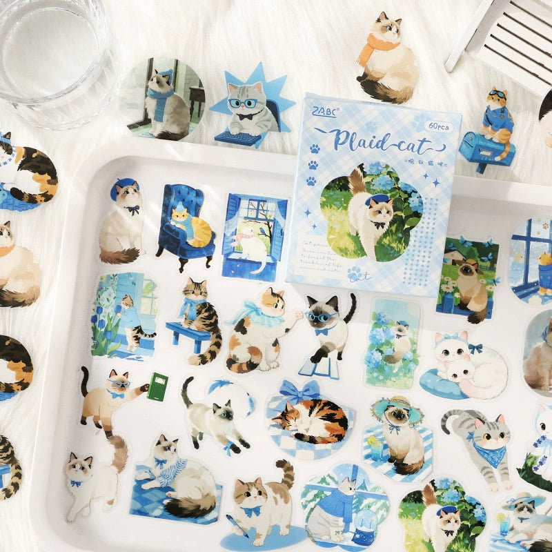 Kitten Holiday Watercolor Cat Sticker Sheets | 6 Styles, Waterproof PET