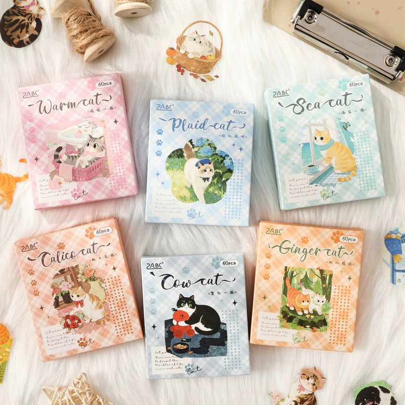 Kitten Holiday Watercolor Cat Sticker Sheets | 6 Styles, Waterproof PET
