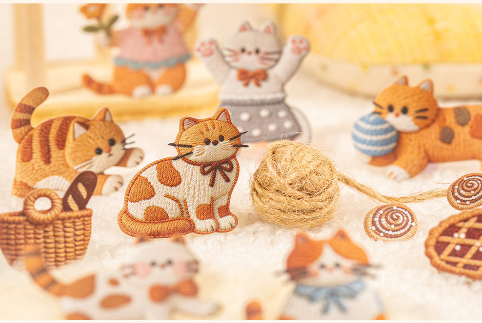 Meow Knit Story Textured Cat Sticker Book | 2 Styles, Copperplate Paper