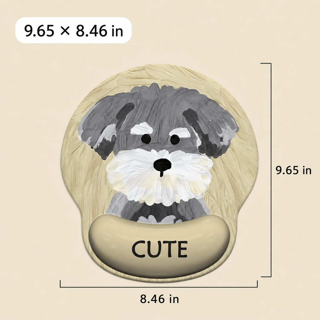 Cute Oil-Painting Style Puppy Mouse Pad | Wrist Rest, 4 Breeds