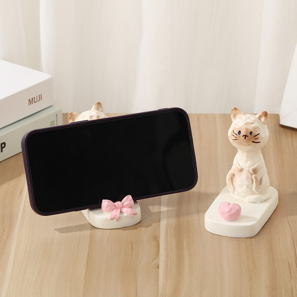 Siamese Hand Painted Resin Cat Phone Stand –  Desk Holder for Phone & Tablet(2 styles)