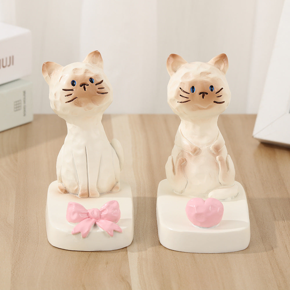 Siamese Hand Painted Resin Cat Phone Stand –  Desk Holder for Phone & Tablet(2 styles)