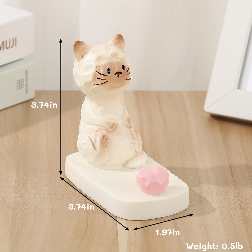 Siamese Hand Painted Resin Cat Phone Stand –  Desk Holder for Phone & Tablet(2 styles)