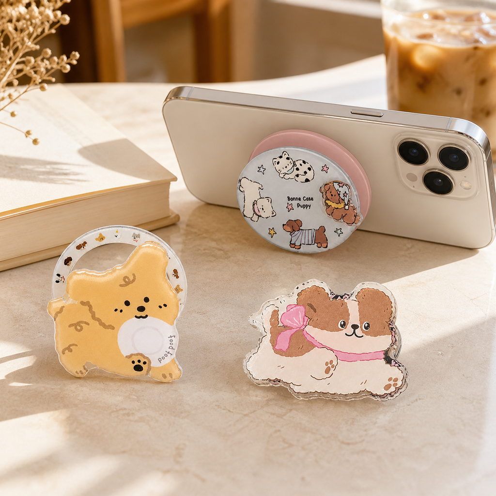 Puppy Drop Magnetic Phone Stand & Grip – Glossy Resin Magnetic Kickstand (14 Styles)