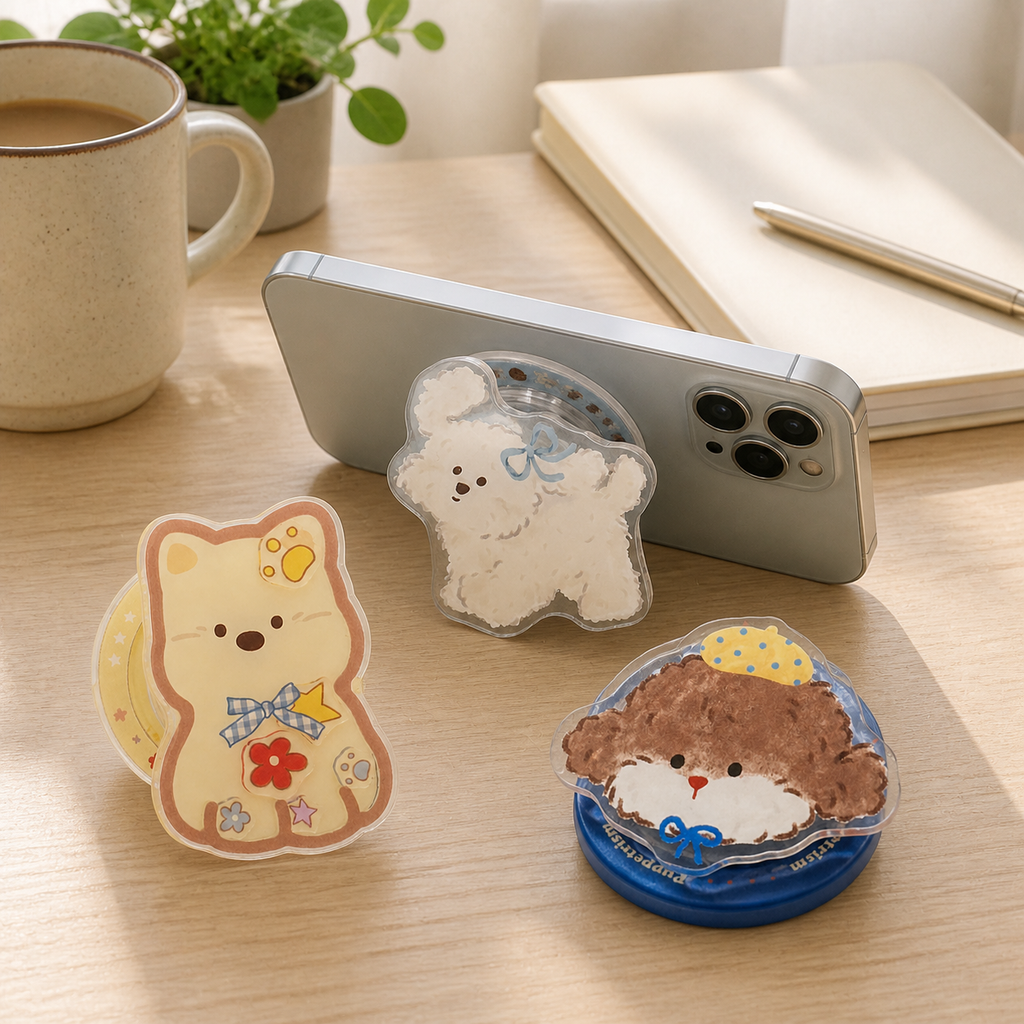 Puppy Drop Magnetic Phone Stand & Grip – Glossy Resin Magnetic Kickstand (14 Styles)