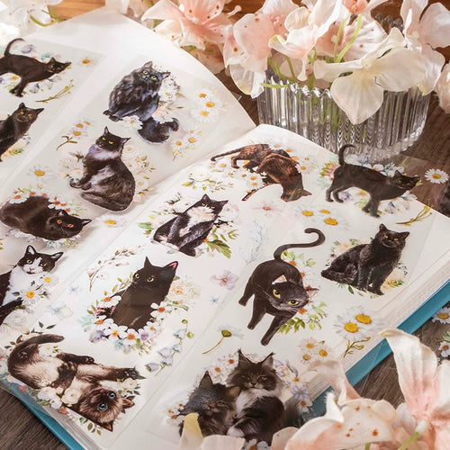 A Beautiful Day Watercolor Cat Sticker Sheets | Cat Encounters Series, 6 Styles