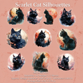 Retro Story Moonlit Cat Series PET Sticker Pack | 10 designs x 2, 4 Styles, Watercolor Black Cats