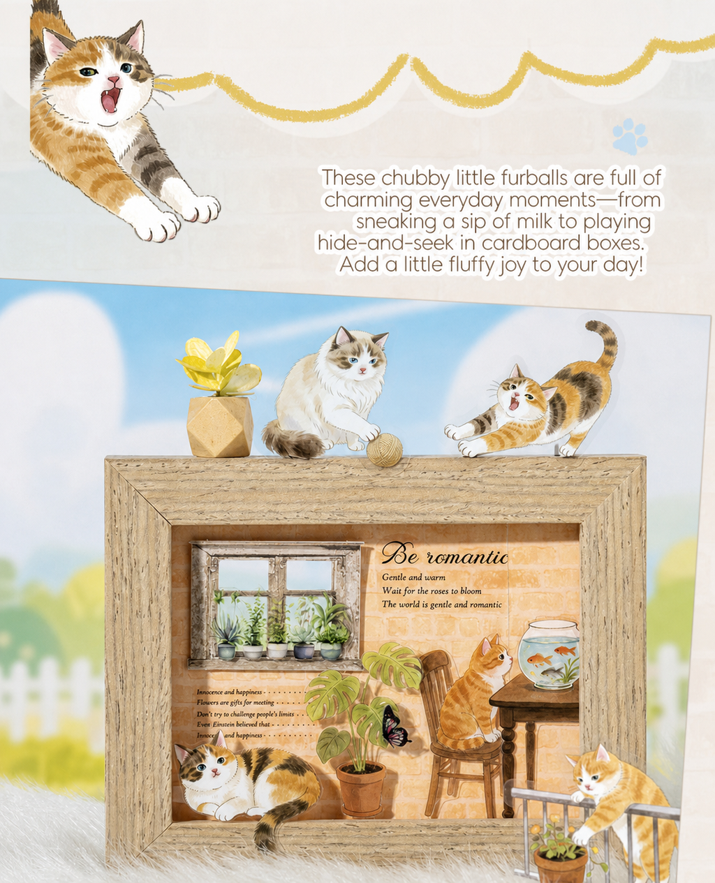 Adventures of a Cute Kitten Sticker Pack | 25 designs x 2 (50 stickers total), 4 Cat Colors, Home Life Theme