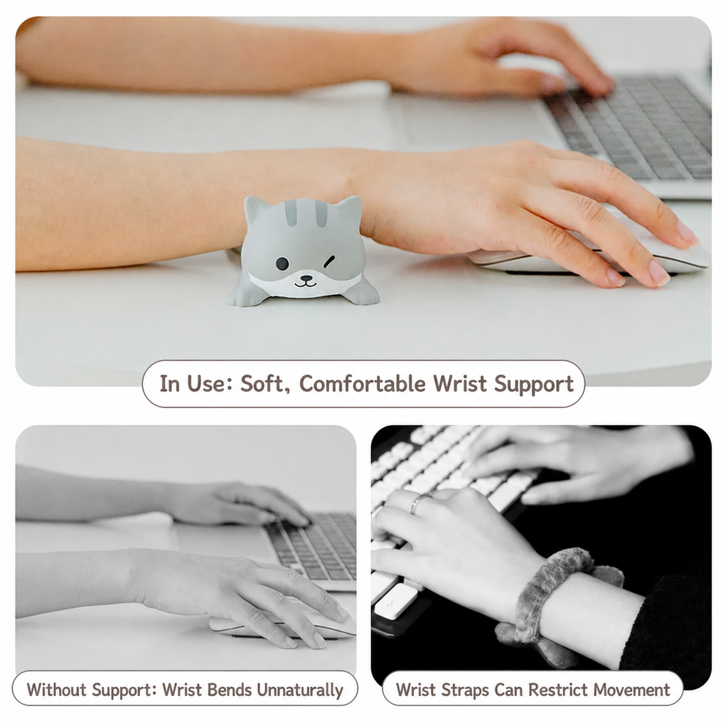 Cute 3D Animal Wrist Rest | Soft PU Ergonomic Wrist Support, 4 Designs