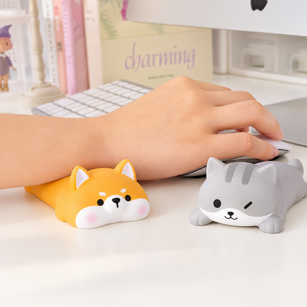 Cute 3D Animal Wrist Rest | Soft PU Ergonomic Wrist Support, 4 Designs