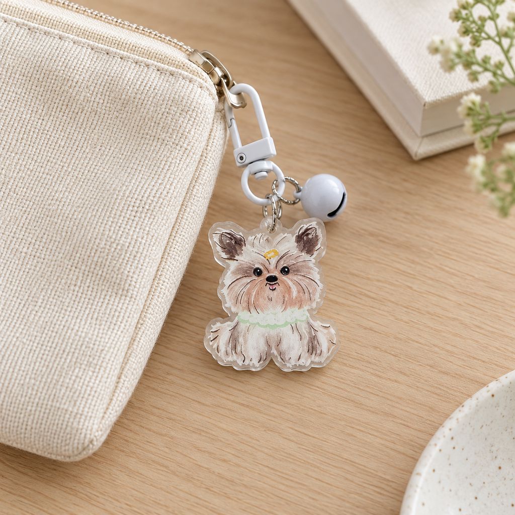 Little Puppy Acrylic Keychains with Bell | 5 Colors