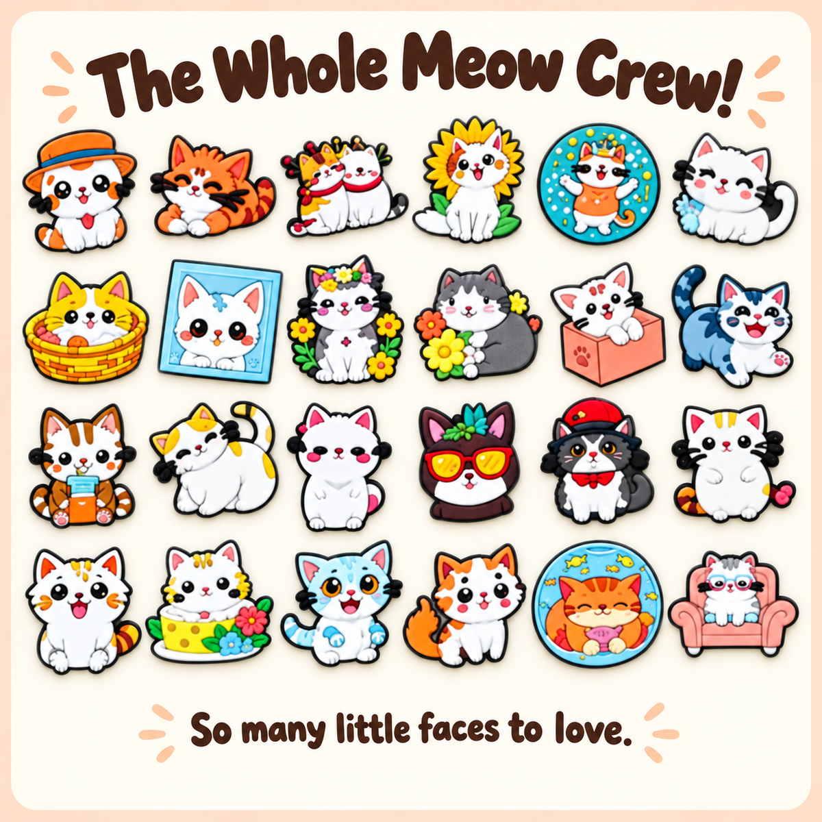 Purr-sonality Cats – Mini PVC Fridge Magnets, 19 Styles